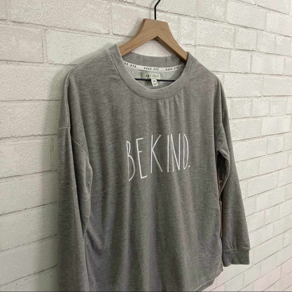 Rae Dunn “Be Kind.” Velour Long Sleeve Top - Picture 3 of 12